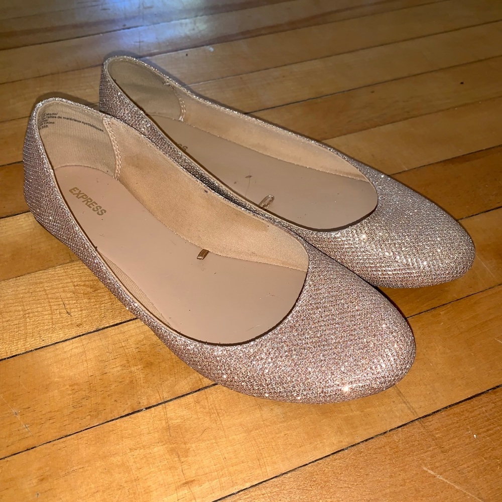 Gold sparkly flats